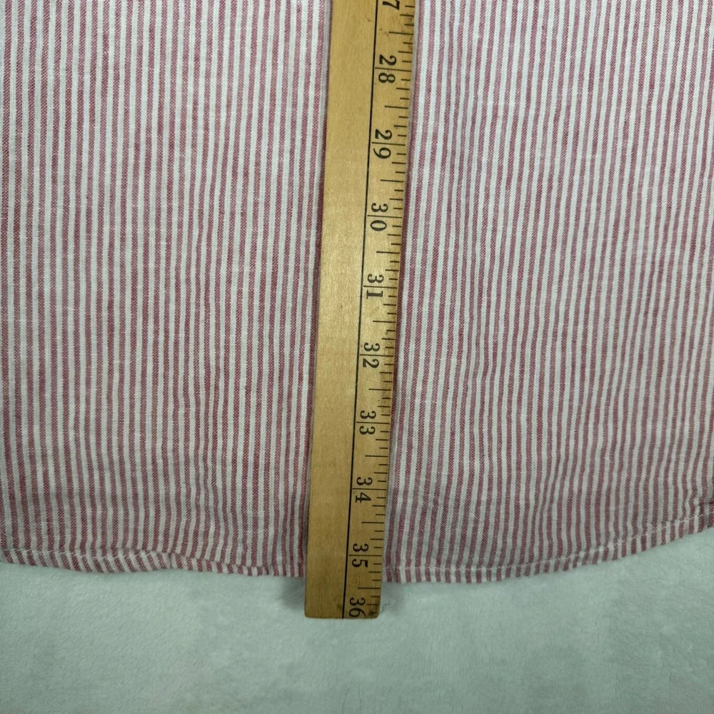 Beachlunchlounge Red White Striped Linen Cotton Swing Dress Womens L | July 4 - Picture 7 of 7